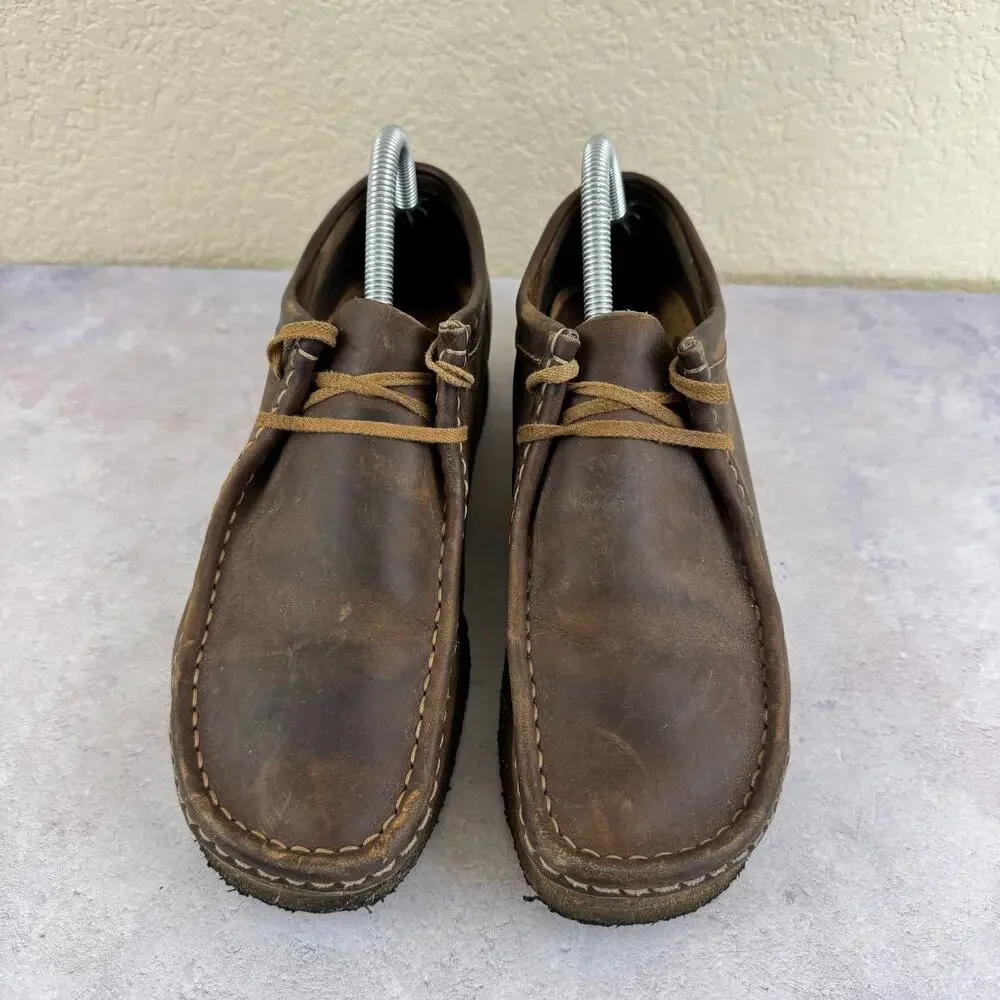 Clarks Originals Wallabee Shoes Mens Size 8 M Beeswax Brown Leather Lace Up